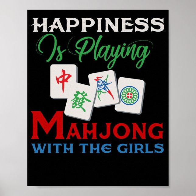 Poster Felicidade Está Jogando Mahjong Com As Garotas (Frente)
