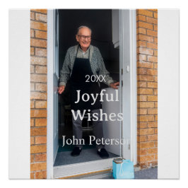 Pôster Felicidades adicionam nome foto homem feriado ano 