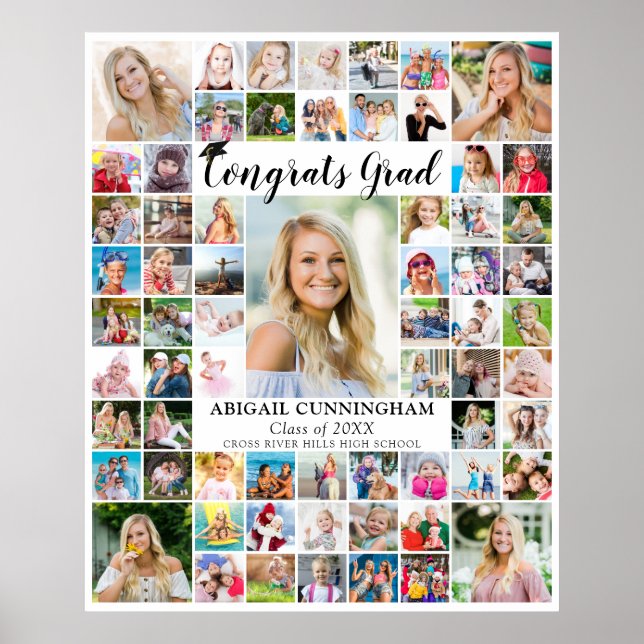Poster Felicita a Cor Personalizada da Colagem de Fotogra (Frente)