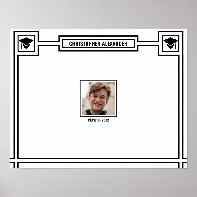 Poster Felicita o Formando Foto Preta Assinatura Pequena (Frente)