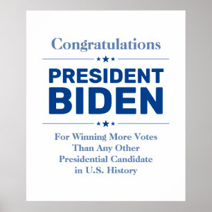 Poster Felicita o Presidente Biden, Candidato Mais Votado