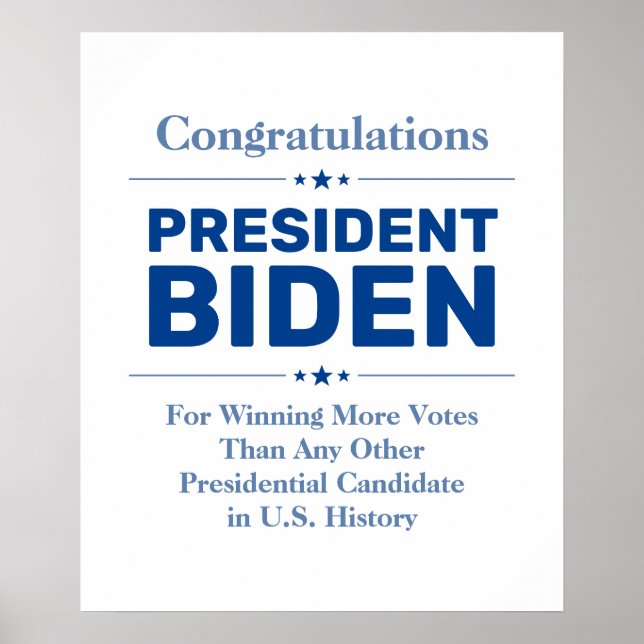 Poster Felicita o Presidente Biden, Candidato Mais Votado (Frente)