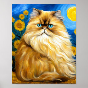 Poster Feline Cat Portrait Bloom