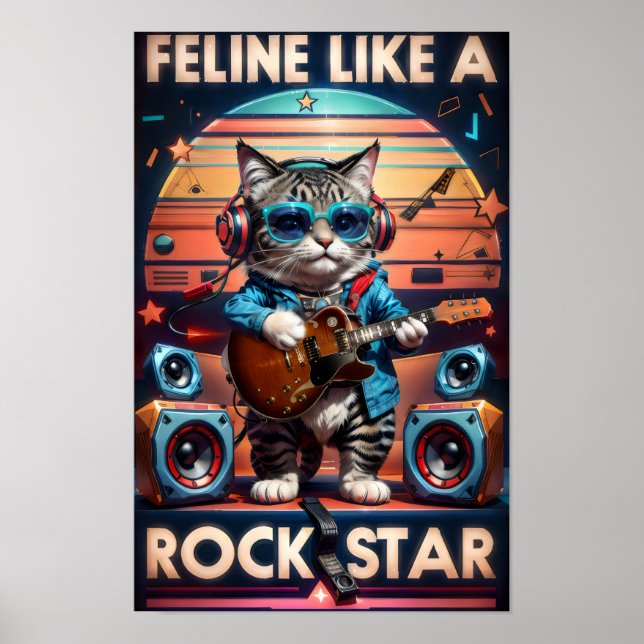 Poster Feline como uma estrela de rock (Frente)