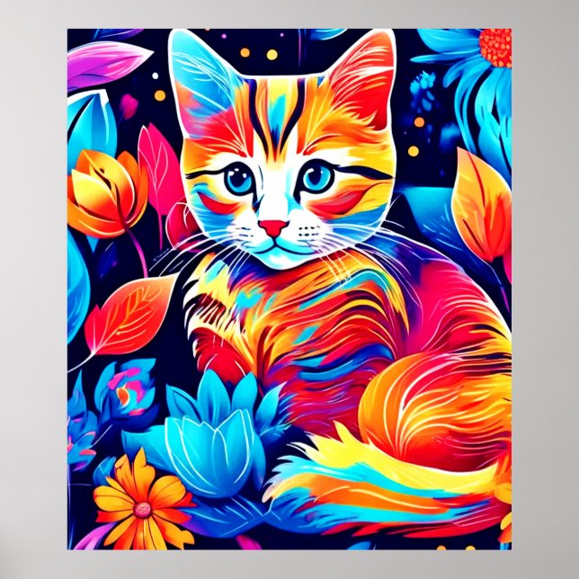Poster Feline Floral Fantasy (Frente)