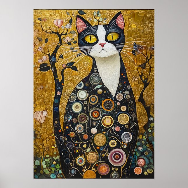 Poster Felino Celestial em Dourado (Frente)