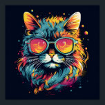 Poster Felino Chic do Geek Retro<br><div class="desc">Carisma felino de arte pop com brilho retrô. Uma fusão química de cores e estilo, celebrando a icônica frieza dos gatos.</div>