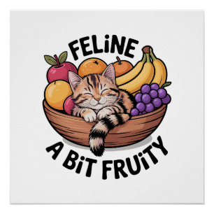 Pôster Felino um Pouco Frutado - Gato Aconchegante