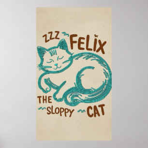 Poster Felix, o gato desleixado - Ilustração de arte em l