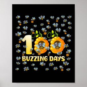 Poster Feliz 100º Dia De Escola Abelhas Colmeia 100 Zumbi