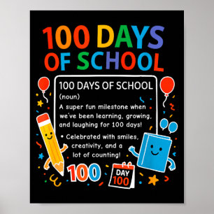 Poster Feliz 100º Dia De Escola Design Estudantil, 100 Di