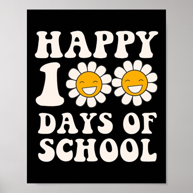 Poster Feliz 100º Dia De Grafi De Grafi De Groovy Retro (Frente)