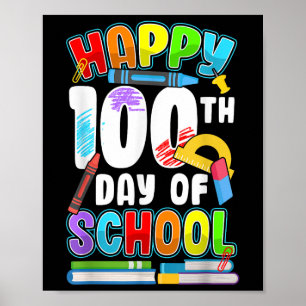 Poster Feliz 100º Dia De Professores Crianças 100 Dias O