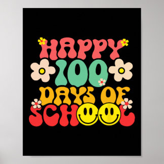 Poster Feliz 100º Dia De Professores Crianças Retro Groov