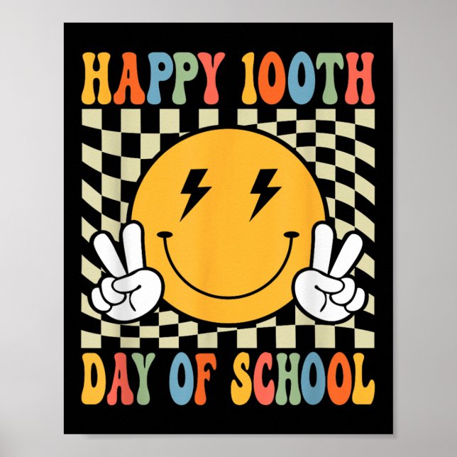 Poster Feliz 100 Dias 100º Dia de Professora Menino (Frente)