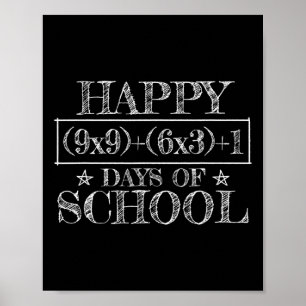 Poster Feliz 100 Dias De Escola Engraçada Equação Matemát