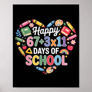 Poster Feliz 100 Dias De Escola Equação Matemática 100º D