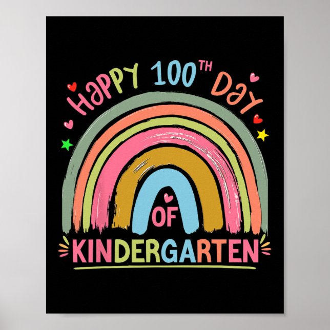 Poster Feliz 100 Dias De Escola Professoras Meninas Crian (Frente)