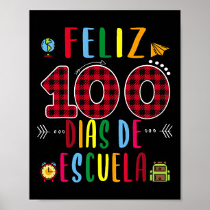 Poster Feliz 100 Dias De La Escuela Camiseta 100 Dias De