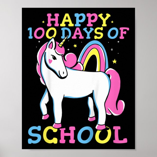 Poster Feliz 100 Dias De Meninas Escolares 100º Dia Da Es (Frente)