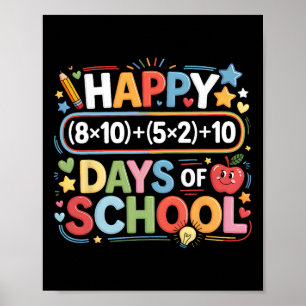 Poster Feliz 100 Dias Equação Matemática Escola Fofa 100º