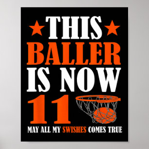 Poster Feliz 11 Aniversário De 11 Anos 11 De Basquete Bi