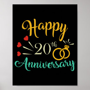 Poster Feliz 20 Anniversário Correspondente Casais 20 Ann