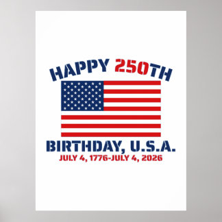 POSTER FELIZ 250º ANIVERSÁRIO EUA