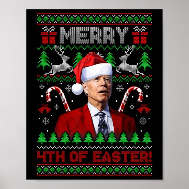 Poster Feliz 4º Da Diversão Páscoa Joe Biden Natal Feio 2 (Frente)