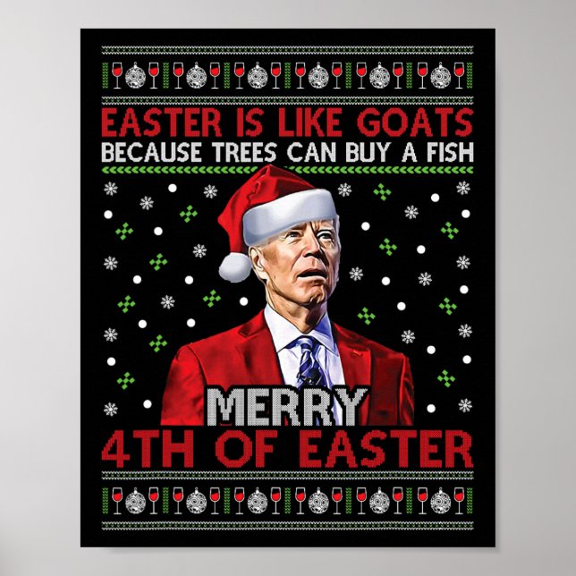 Poster Feliz 4 Da Páscoa Engraçado Joe Biden Ugly Xmas Gi (Frente)