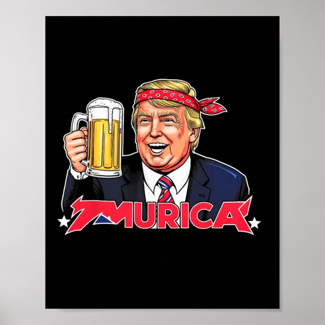 Poster Feliz 4 de julho Bandeira Americana Merica Trump (Frente)
