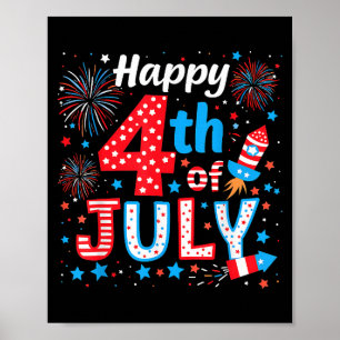 Poster Feliz 4 de julho Bandeira Americana Patriótica EUA
