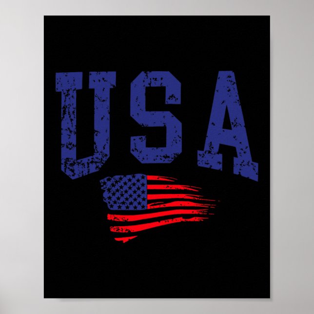 Poster Feliz 4 de Julho Bandeira dos EUA Orgulho American (Frente)