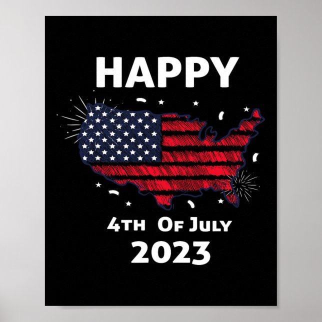 Poster Feliz 4 de Julho Dia da Independência  (Frente)