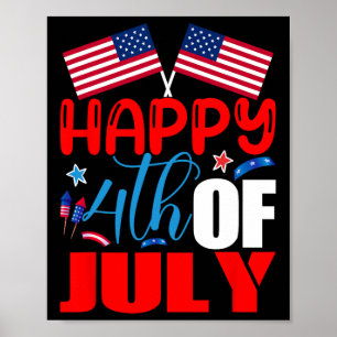 Poster Feliz 4 de Julho Dia da Independência EUA Bandeira