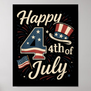 Poster Feliz 4 de julho Homens Mulheres Crianças