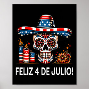 Poster Feliz 4 De Julho Mexicana Latina Orgulhosa Bandeir