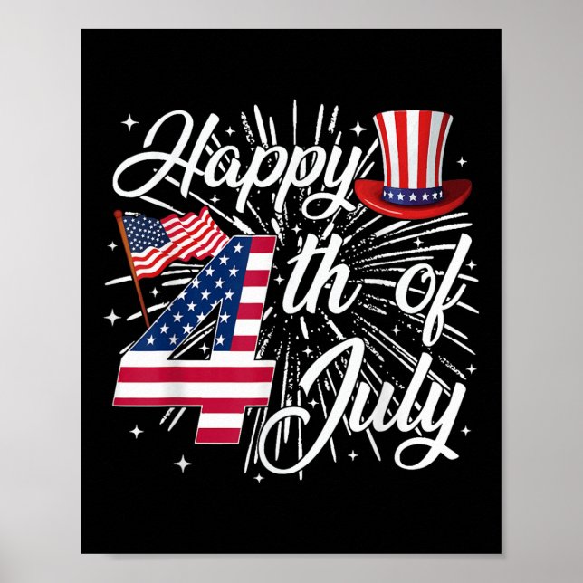 Poster Feliz 4 De Julho Nos Estados Unidos Bandeira Ameri (Frente)