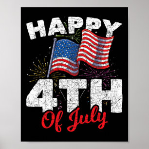Poster Feliz 4 De Julho Patriótico Americano Bandeira 4th