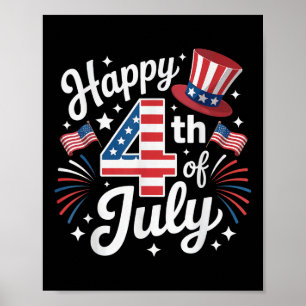 Poster Feliz 4 De Julho Patriótico Americano Bandeira Usa