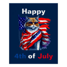 Feliz 4 de julho, Patriótico gato bandeira america