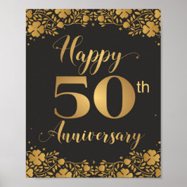 Poster Feliz 50º Aniversário de Bodas de Ouro Jubileu
