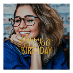 Pôster Feliz 60º aniversário - Script Personalizado Foto