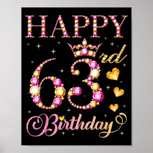 Poster Feliz 63º Aniversário 63 Anos Homens Mulheres Aniv