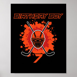 Poster Feliz 7º Aniversário Menino Máscara de Hóquei Pret