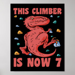 Poster Feliz 7 Aniversário 7 Anos Climber Escalando o 7º