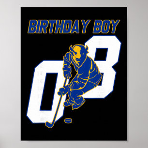 Poster Feliz 8º Aniversário Menino Hóquei Bison Hóquei no