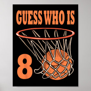 Poster Feliz 8 de aniversário, 8 anos, basquete, oitavo a