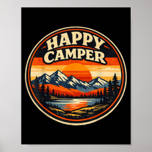 Poster Feliz Acampador Acampamento Vintage Viagem Retro A