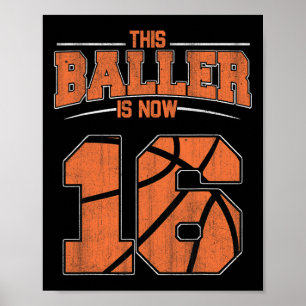 Poster Feliz Aniversário 16 Anos Meninos De Basquete Deze